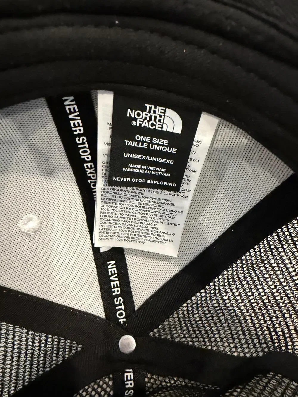 The North Face Hat Cap Snap Back Mens One Size Black EMB Mudder Trucker Mesh
